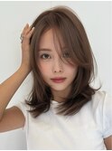 レイヤーカット/ブリーチなしダブルカラー/ダークベージュ