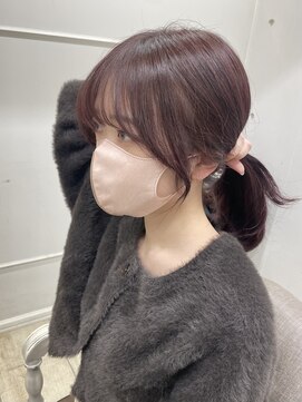 シーン(seen) 【韓国サイドバング×ガーネットピンク】小顔カット 斜めバング