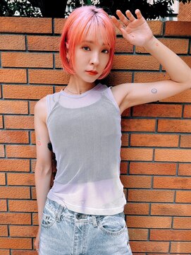 エイミー(Aimee) Aimee 町田 シースルーバングボブ×ライトピンク