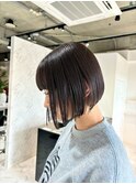 コンパクトボブ×透明感カラー