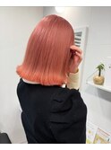 10代20代30代/サーモンピンク／ハイトーンボブ／髪質改善