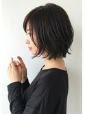 ひし形ショート30代40代50代ショートボブ暗髪フェイスレイヤー