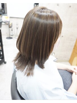 ヘアテリア リュウ 大塚(hair teria ryu) ハイライト/ミルクティベージュ/ミディアムウルフ