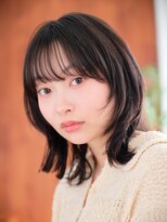 キネン バイ ツリー 宇都宮(kinen by tree)&nbsp;ニュアンスウルフ黒髪ミディアムダークアッシュこなれ感