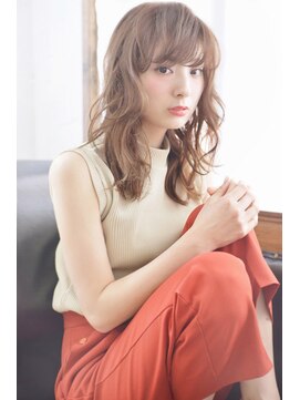 ケアシンサイバシ(CARE shinsaibashi) 厚めバング×ドライウェーブで大人可愛いミディ