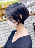 愛されショートボブ・前髪長め・ダークブラウン【BISA】