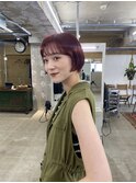 ピンクなショート!優しくブリーチします。