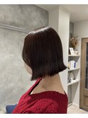 【 raffine 池田 】ぱつっとボブ【成増美容室】ダークレッド