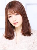 大人可愛い小顔カット美髪ツヤ髪斜めバング小顔レイヤーA1