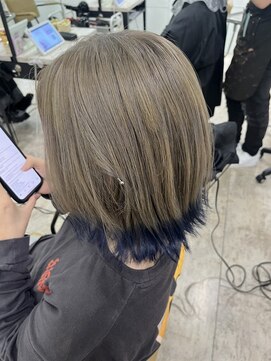 アジールヘア 所沢プロペ通り店(agir hair) 切りっぱなしボブ美髪ハイトーン裾カラーエンドカラー練馬所沢