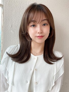 ラルユー 金山(LallYou) シャギーレイヤー韓国ワンホンヘアシースルーぱっつん前髪