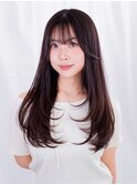 透けバング×レイヤーストレート 大人っぽ美人フェミニンロング