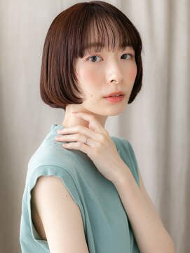 カバーヘア 上尾西口店(COVER HAIR) シースルーバングワインレッド切りっぱなしボブY上尾30代40代