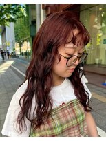 ビーハイブ 仙台駅前店(Behive)&nbsp;オレンジカラー/ブリーチなし/セミロングパーマ/10代20代30代