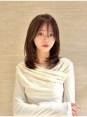 横浜韓国ミディアムレイヤーカットハッシュカットワンカール