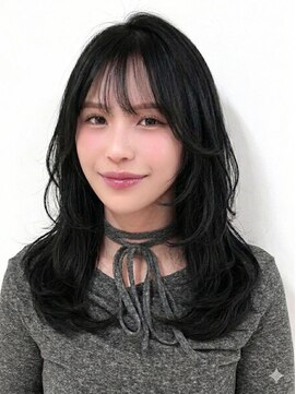 アリー 原宿 表参道(ALLY) 髪質改善ブリーチなしブラックセミロングレイヤー
