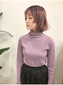 【ALIUS 池袋 小川】ボブ×シースルーバング×くすみピンク