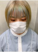 フェイスフレーミング、インナーカラー、水色カラー