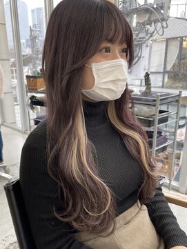 キラ 原宿(KILLA) インナーカラーミディアムショコラベージュボブウルフグレージュ