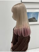 ブリーチハイトーングラデーションホワイトベージュピンク