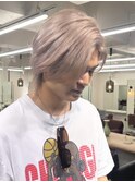 10343秋色ミルクティーアッシュショートバングメンズカット