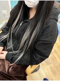 ブラックとシルバーの高級人毛編み込みエクステスーパーロング♪