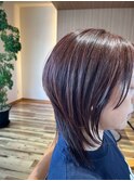 【艶カラー】前下がりショートボブ × マホガニー
