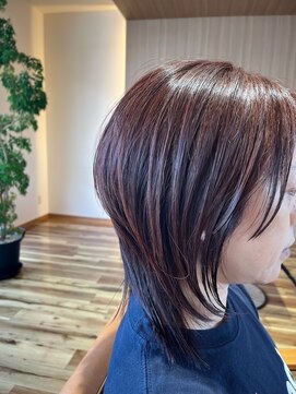 ラプチャー 蟹江店(rapture) 【艶カラー】前下がりショートボブ × マホガニー