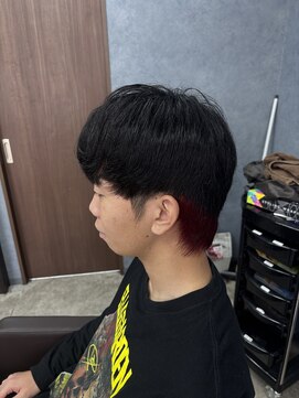 ウルフ×襟足レッドカラー