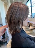 くびれミディアムモカブラウンミディアムレイヤー20代～50代