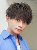 メンズショートマッシュアッシュブラウン