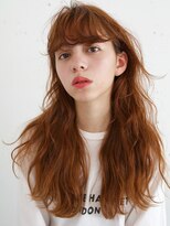 オーサム(AWESOME) 《AWESOME》オレンジベージュ×ワイドバングロングパーマ