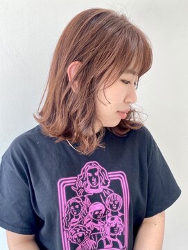 フォーク FOLK 【FOLK】透明感ペールピンク☆似合わせ外ハネミディアムボブ♪