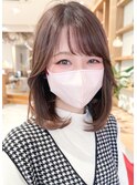 大人可愛い20代30代40代小顔ウルフレイヤーボブ丸みショートボブ