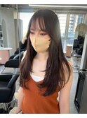 レイヤーロング20代30代グレージュカラーアッシュブラック