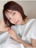 ソフトウルフボブハイライト/グレージュカラー
