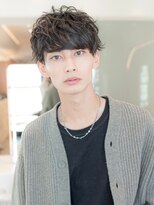 アッシュブラック/マッシュパーマ/刈り上げ/ツーブロック