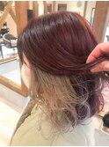インナーカラー×ホワイトベージュ×ピンク