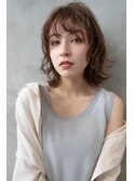 大人かわいい前髪セシルカットココアブラウンフリンジウェーブ