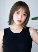 ◯薄めバング短めバングフェイスレイヤーカット切りっぱなしボブ