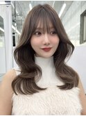 韓国ヘア フェイスレイヤー シースルーバング ミルクグレージュ