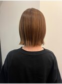 外ハネボブ×チェリーブラウンカラーイメチェン美髪ミニウルフ