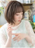 ★くすみベージュ小顔シースルーバングボブウルフ30代40代★1