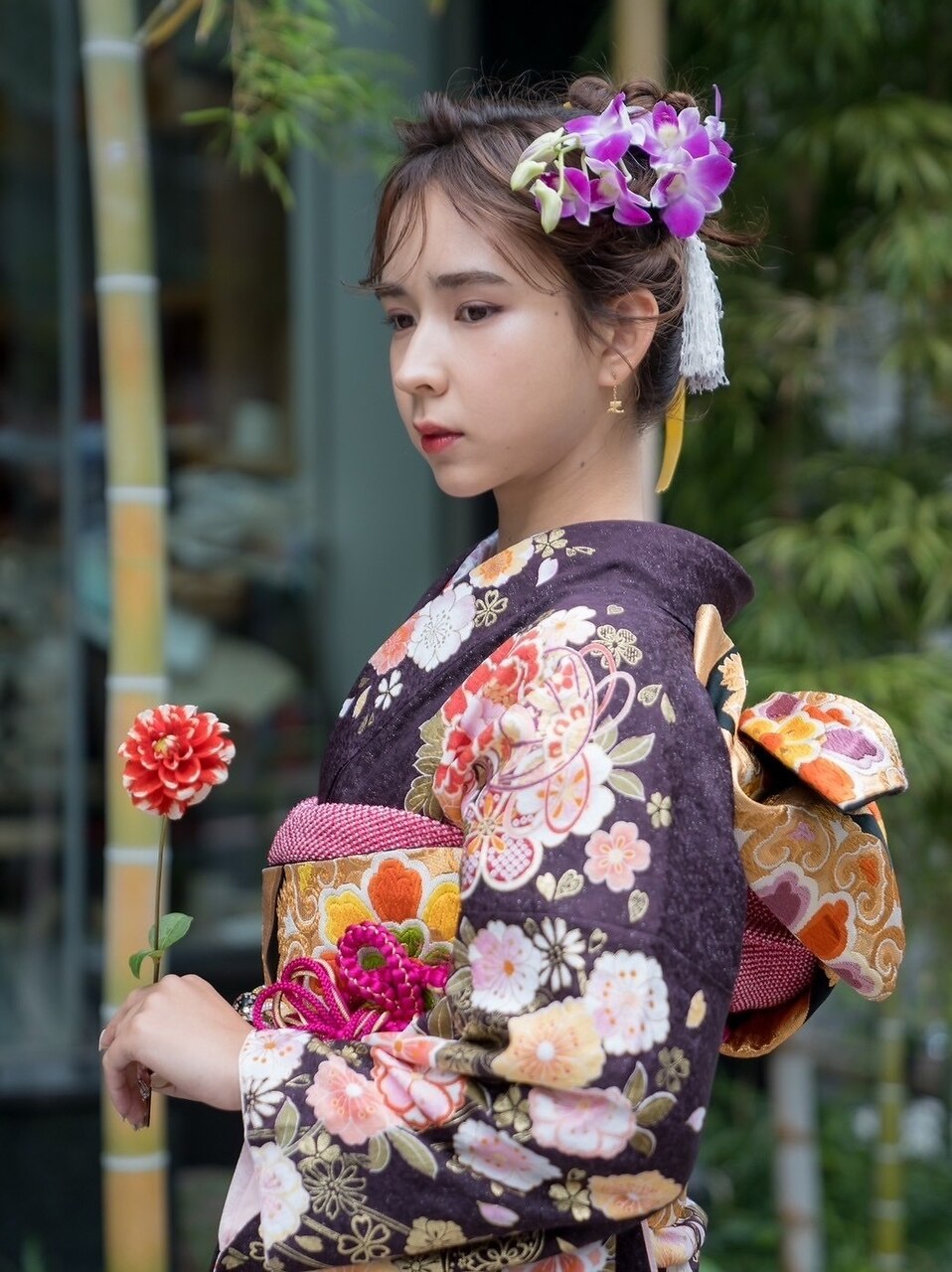 和装髪飾り ピンク　水色　つまみ細工　結婚式　成人式　七五三　お呼ばれ　B400 18 和装髪飾り くすみピンクつまみ細工 結婚式 成人式 七五三