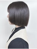 *黒髪耳かけボブ切りっぱなしボブ顔周りレイヤーボブ30代40代1