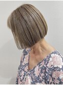 似合わせボブ/フェザーショート/細めハイライト