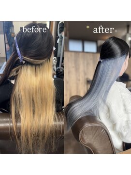 アーサスバイヘッドライト 水戸城南2丁目店(ursus by HEADLIGHT) 【LEN】ホワイトブルーシルバー インナーカラー