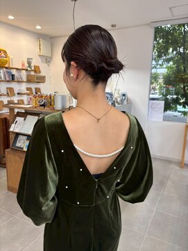 O 編み込みアップスタイルヘアセットヘアアレンジブライダルヘア