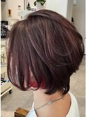 オシャレショートボブ  インナーカラー  イルミナカラー