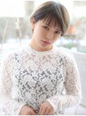 大人可愛い透け感アッシュベージュ小顔ひし形ボブルフ20代30代